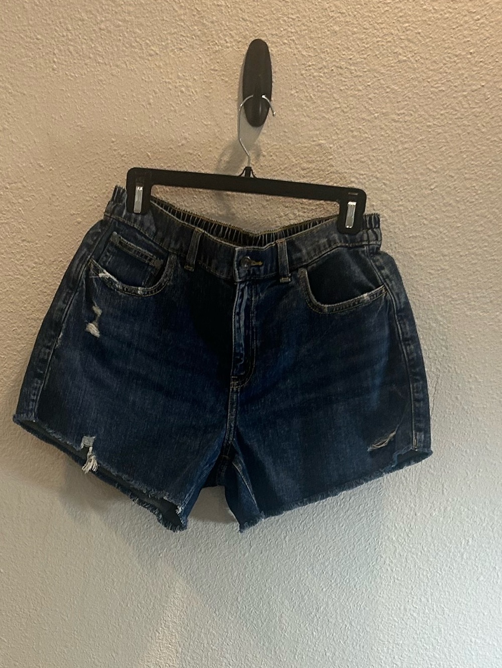 aerie Dark Wash Distressed Denim Shorts